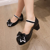 Mary Jane High Heels Sweet Simple Bow Round Toe Shoes